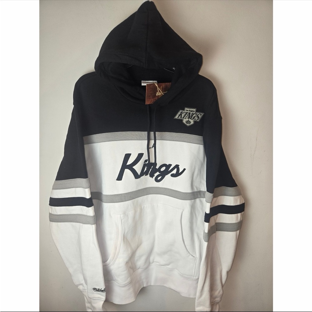 Mitchell & Ness Los Angeles Kings NHL Hoodie Mens XL Black White Colorblock NEW